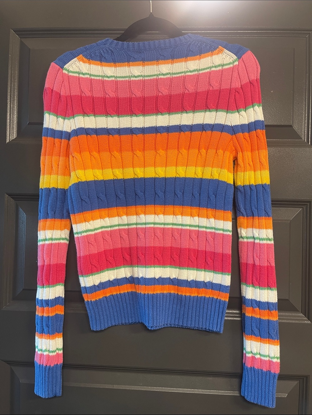 Polo by Ralph Lauren Multicolor Striped Cable-Knit Crewneck Sweater - Picture 2 of 2